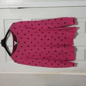 Old Navy pink and burgundy polkadot sweater size L. Boat Neck.